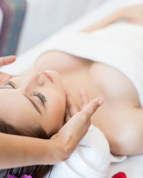 Traditional oriental massage therapy and beauty treatments. Young beautiful have massage woman in spa salon.