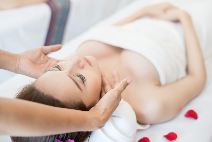 Traditional oriental massage therapy and beauty treatments. Young beautiful have massage woman in spa salon.